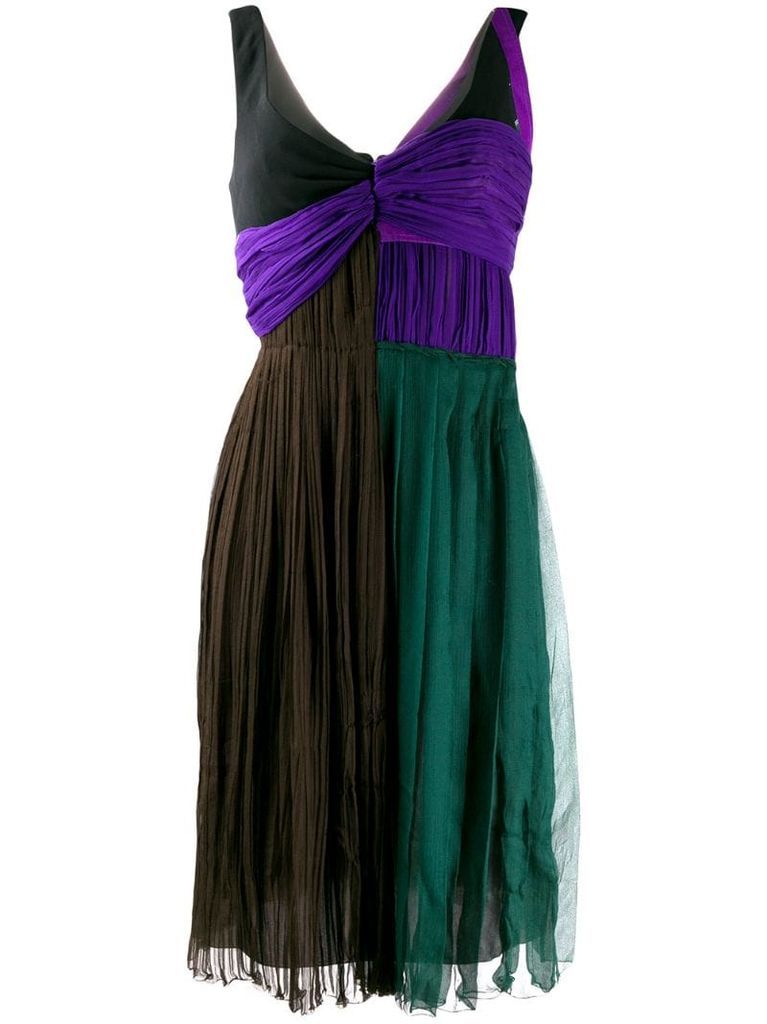 colour block pleated dress