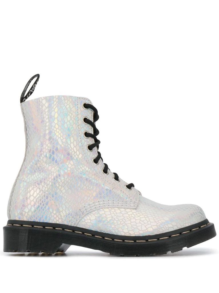 101 metallic lace-up boots