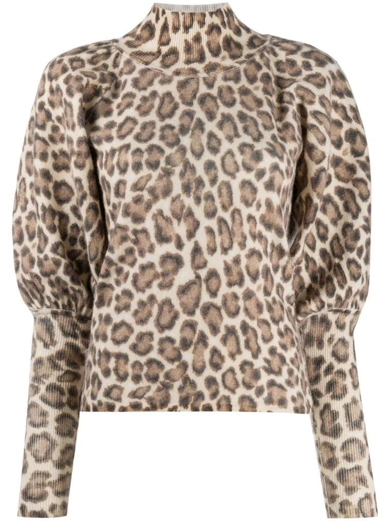roll neck leopard print jumper