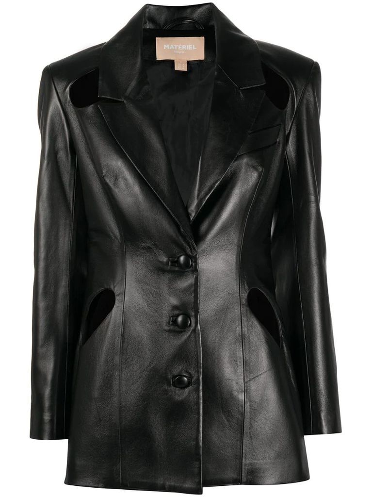 cut-out leather jacket