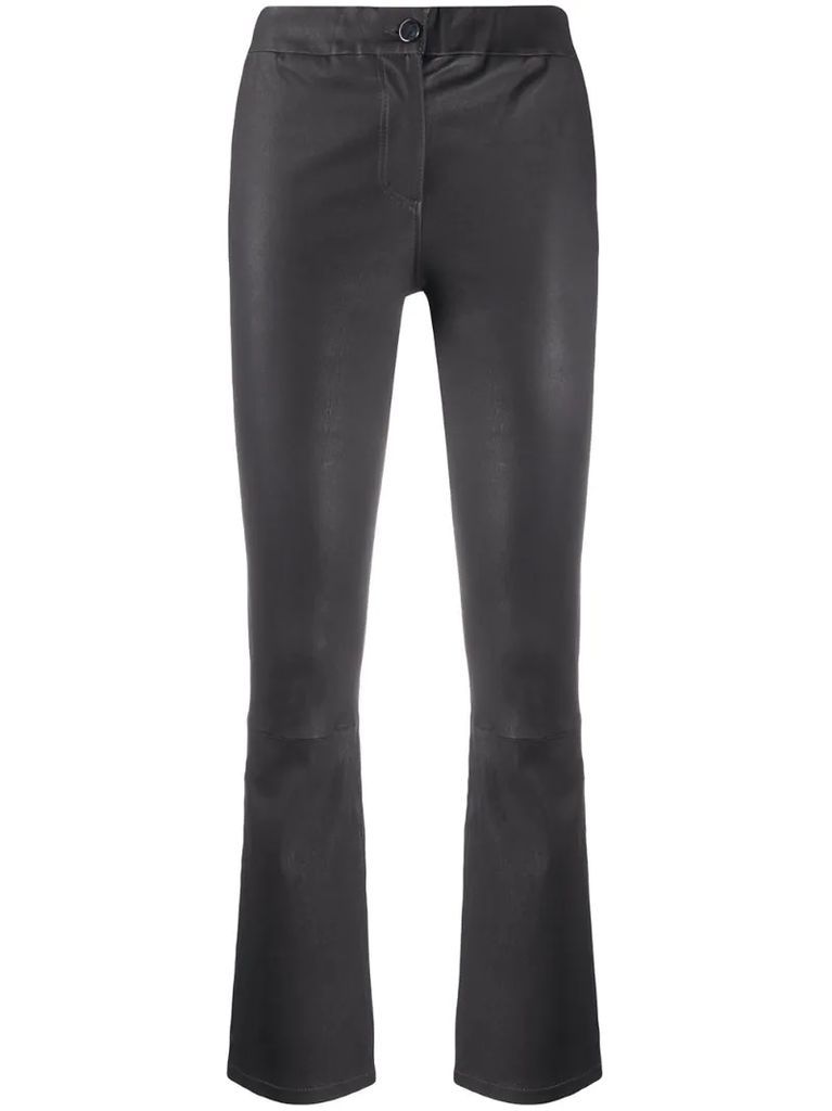 bootcut leather trousers