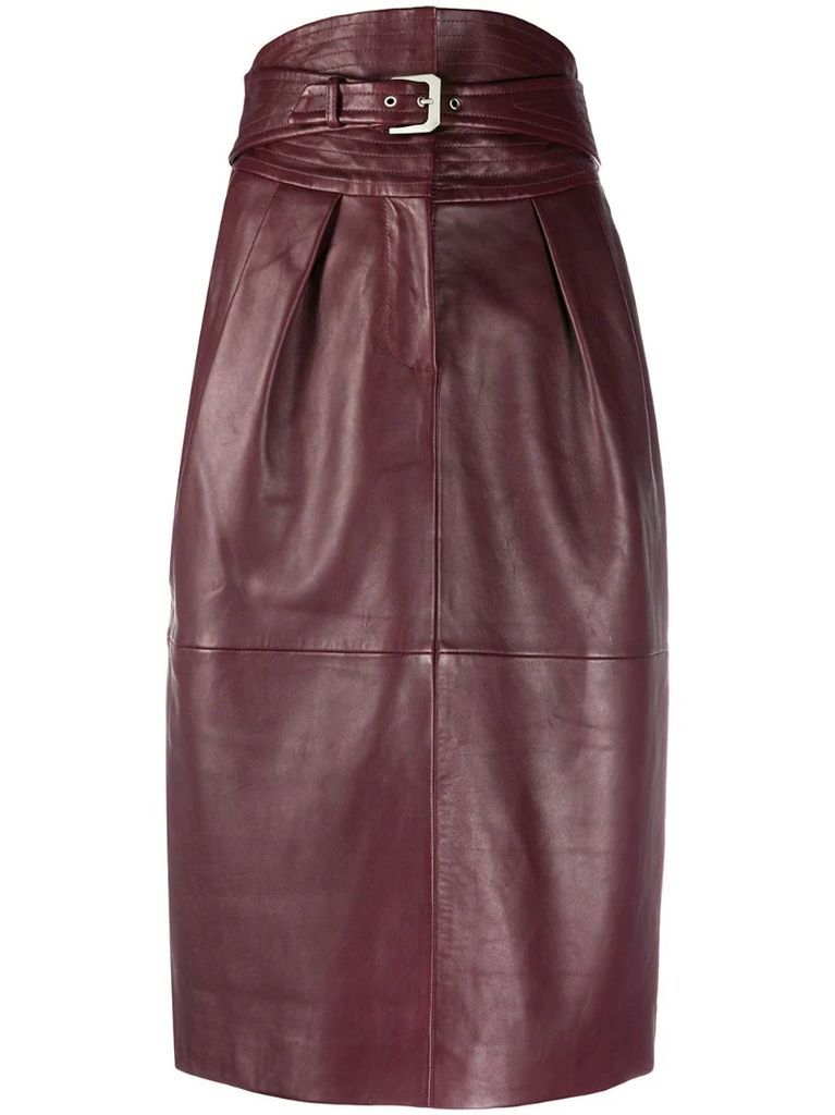 high-waisted buckled skirt
