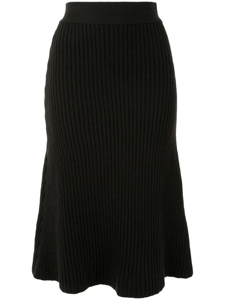 rib-knit midi-skirt