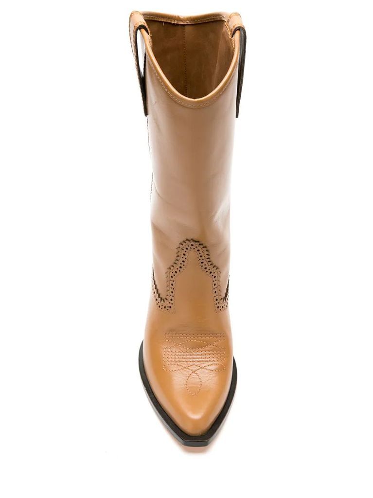leather mid-calf length boots