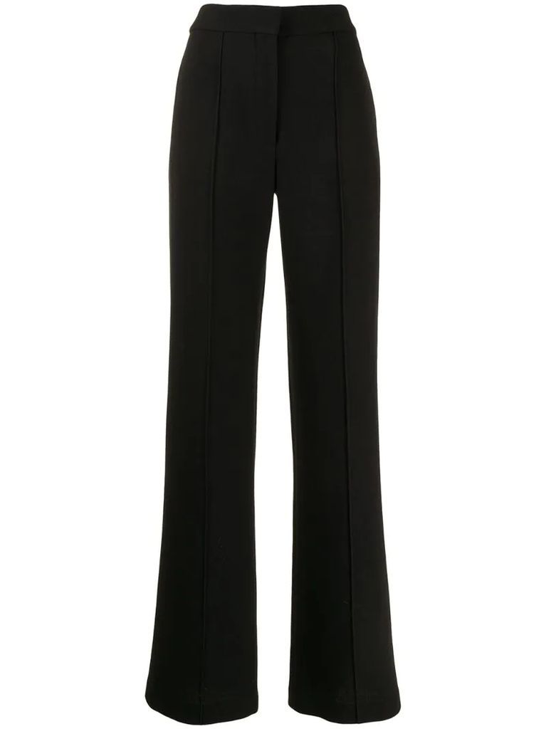 pintucked crepe wide-leg trousers