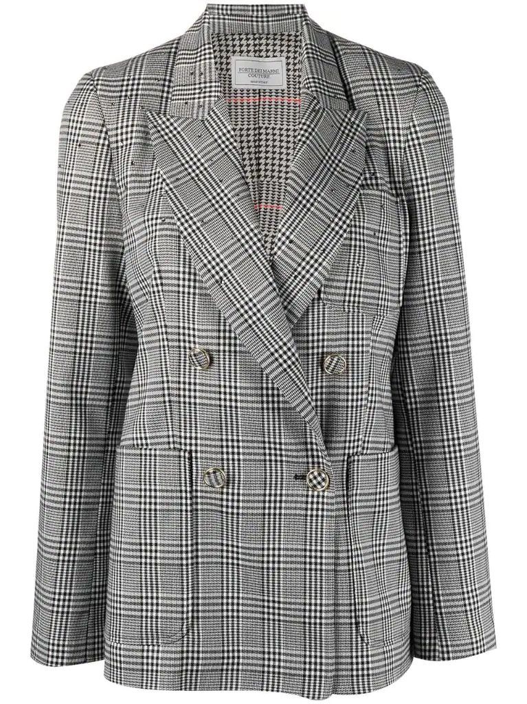 checked double breasted blazer