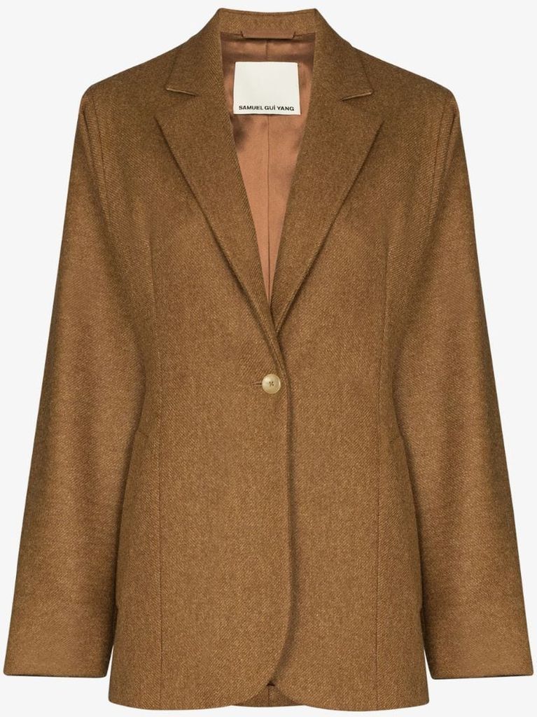 fitted-waist wool blazer