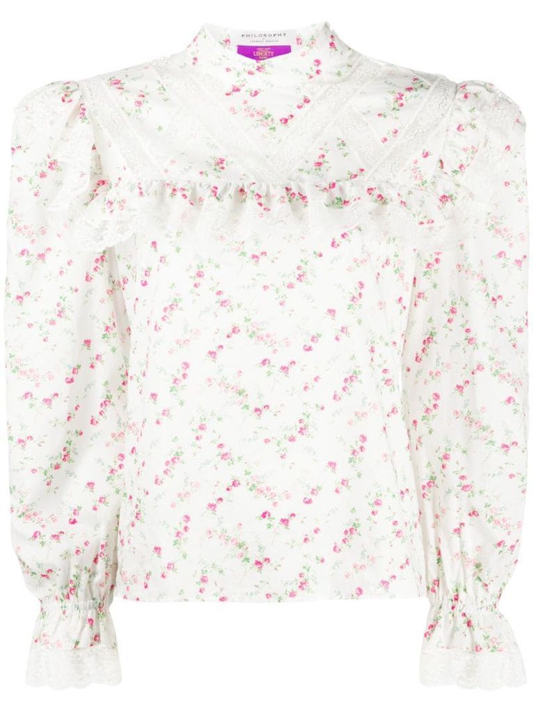 ruffle floral-print blouse