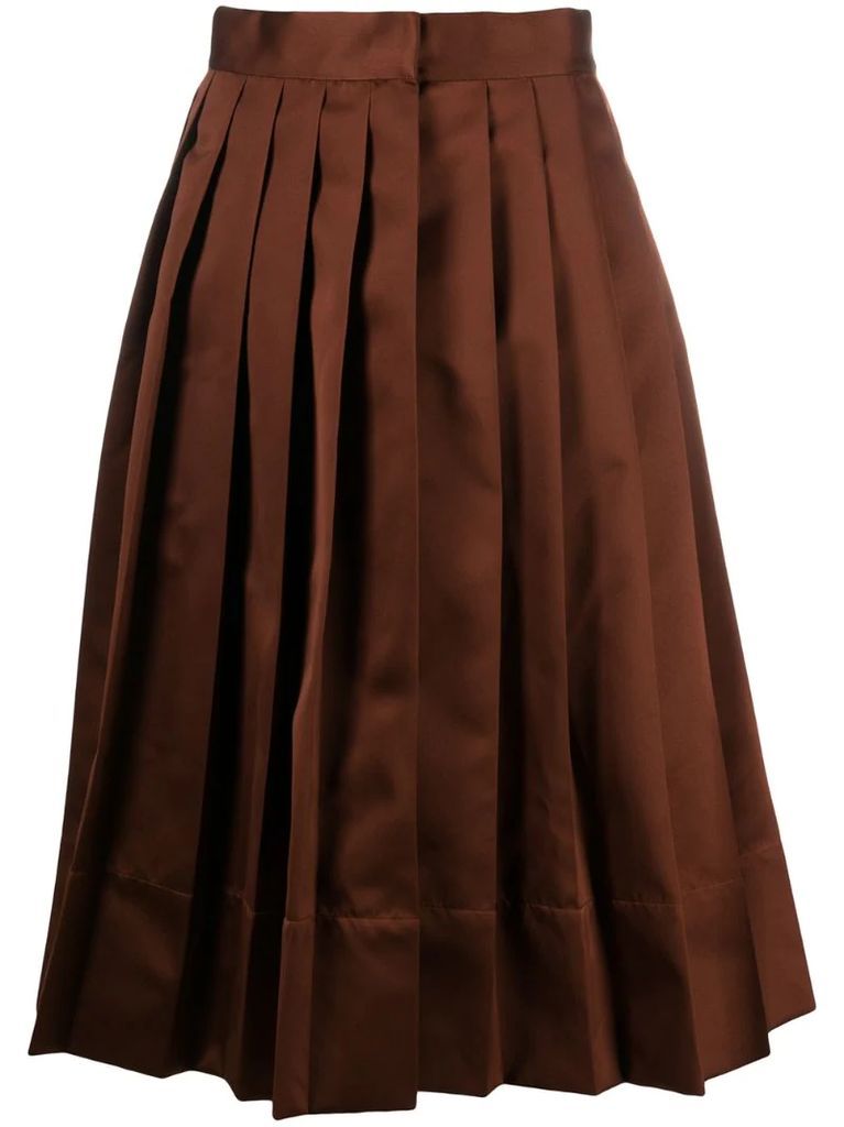 pleated flared midi skirt