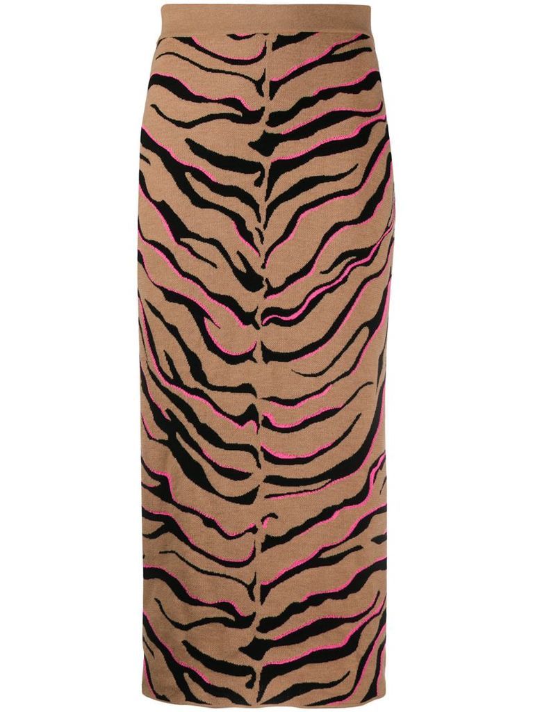 zebra-print knitted skirt