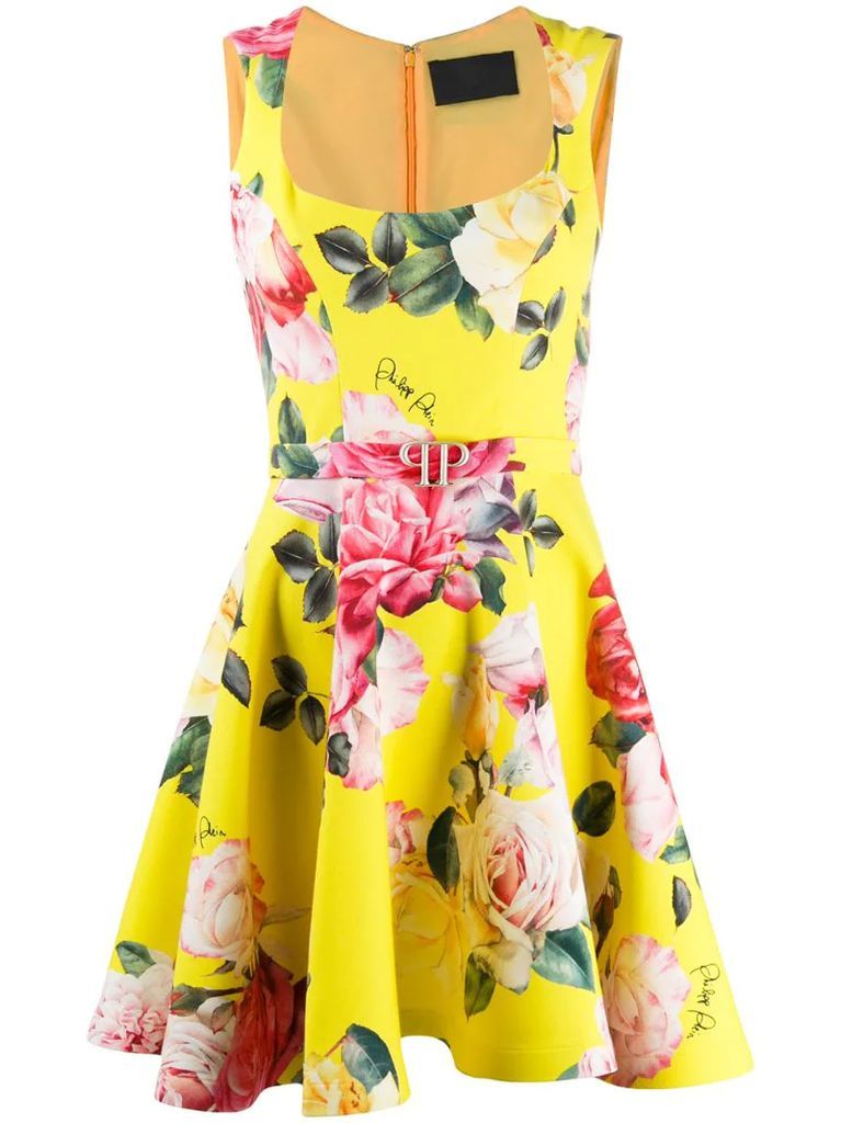 floral-print fit-and-flare dress