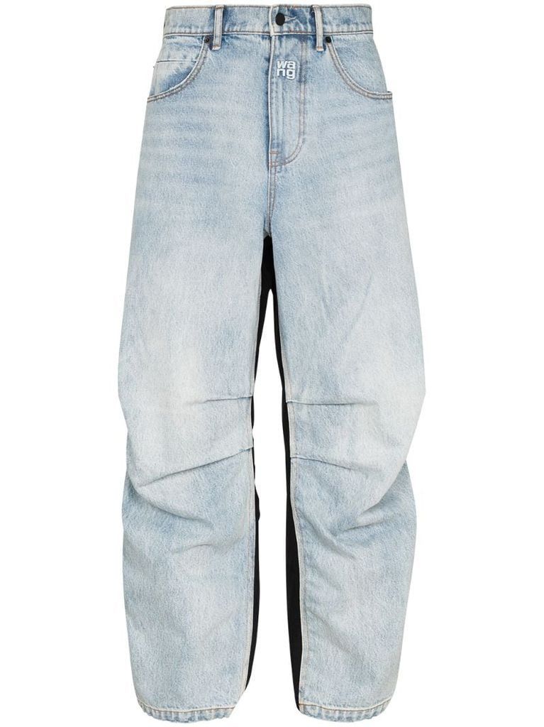 hybrid contrast-panel jeans