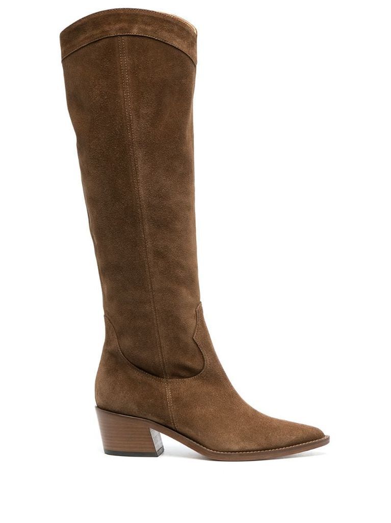 suede leather western-style boots