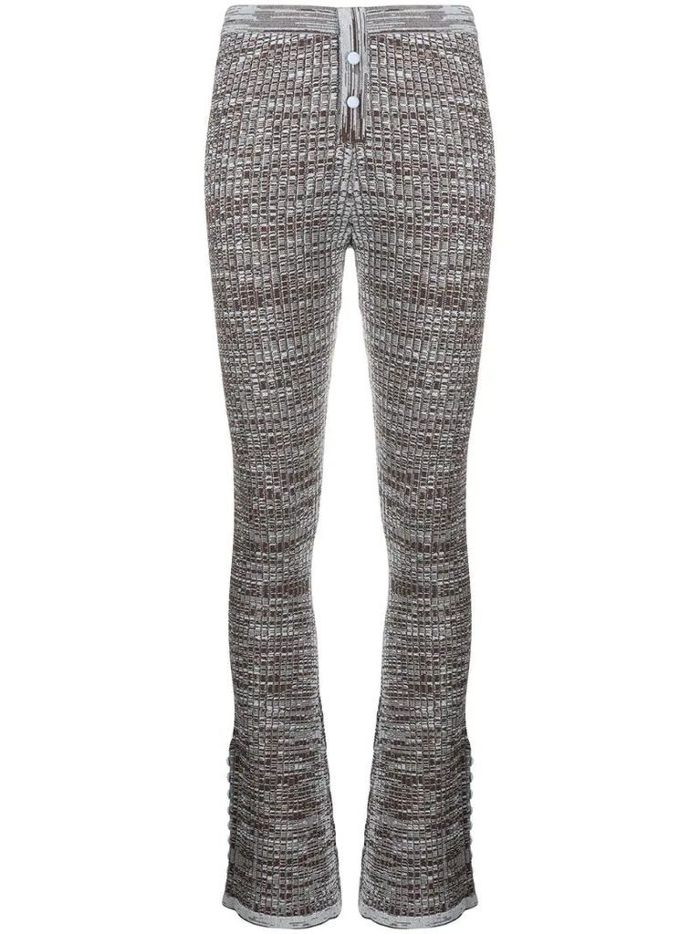Marl knitted flared trousers