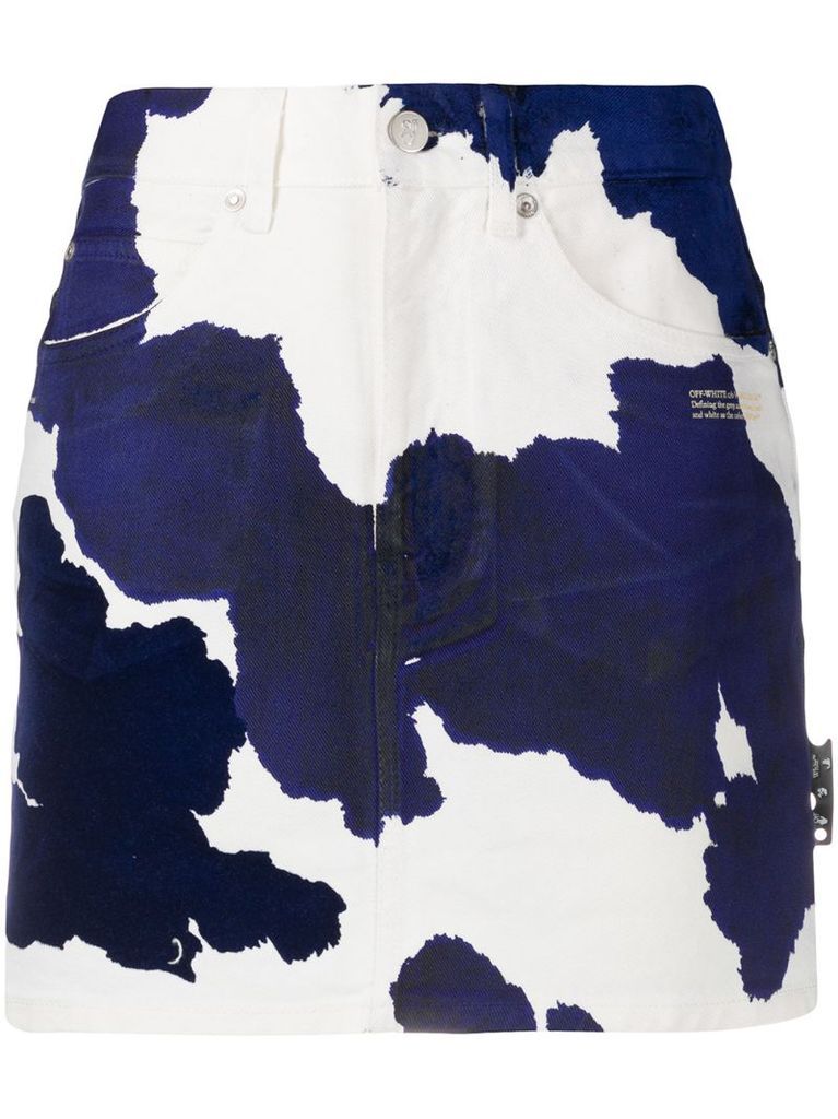 cow-print denim skirt