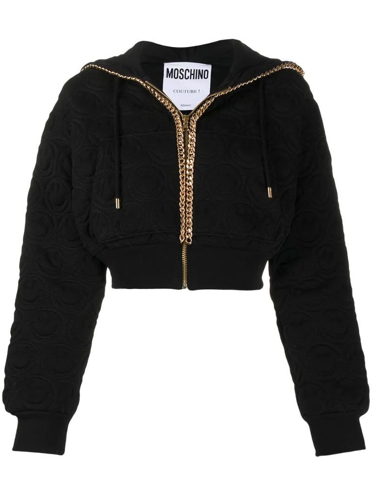 chain-trimmed cropped hoodie