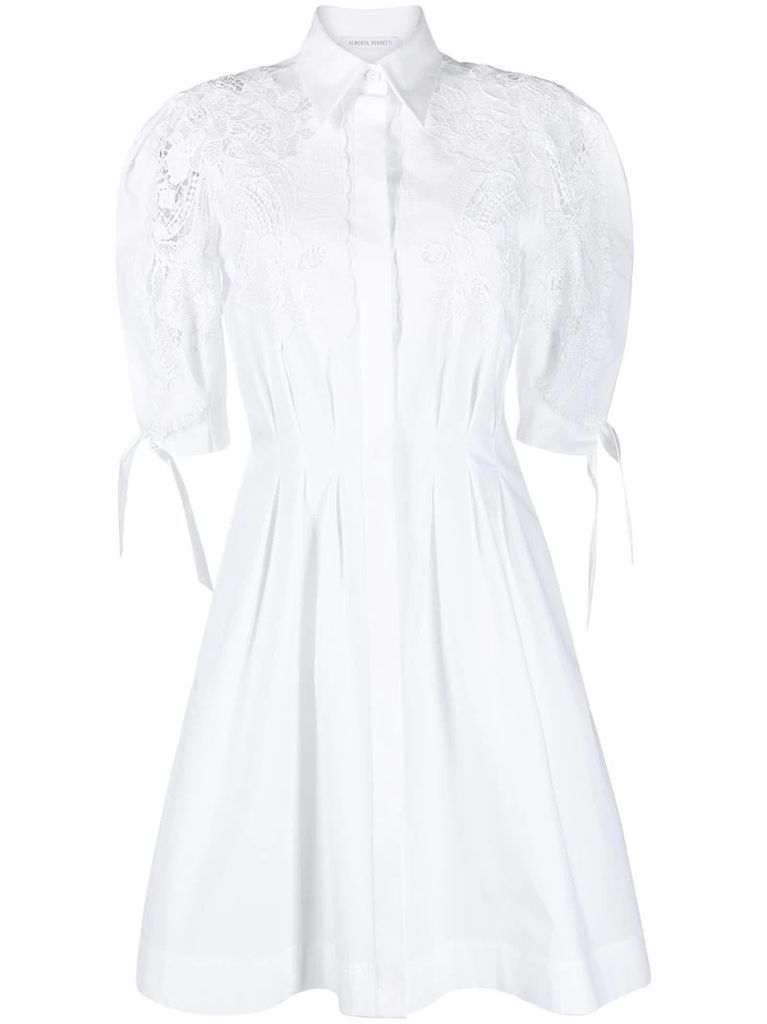 lace-detailed classic-collar dress
