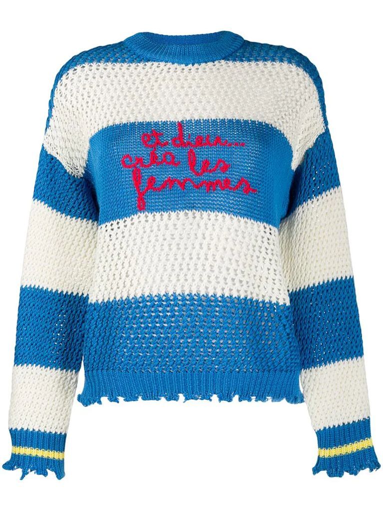 striped embroidered jumper