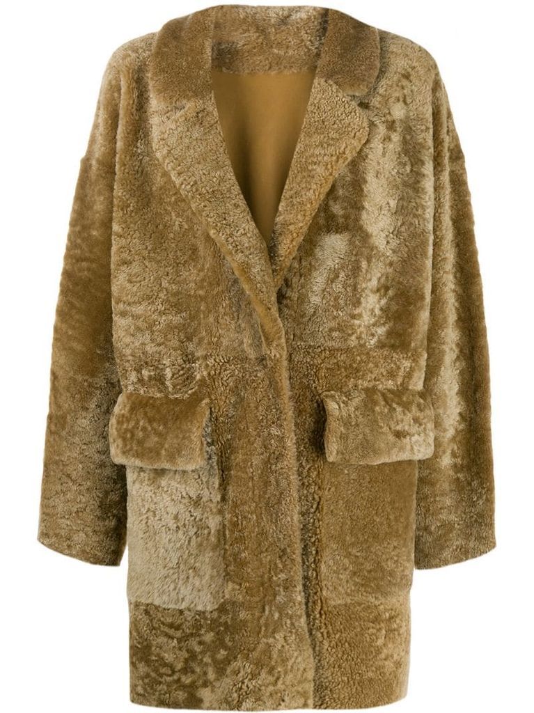 textured shearling coat