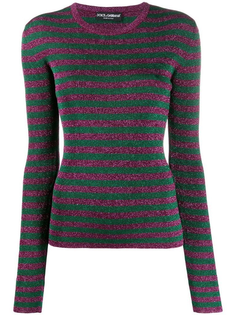 glitter-effect striped knit top