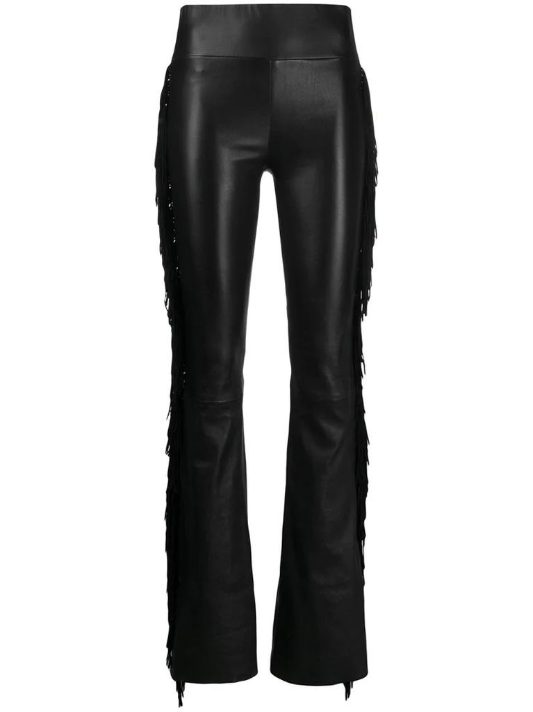 suede tassel side leather trousers