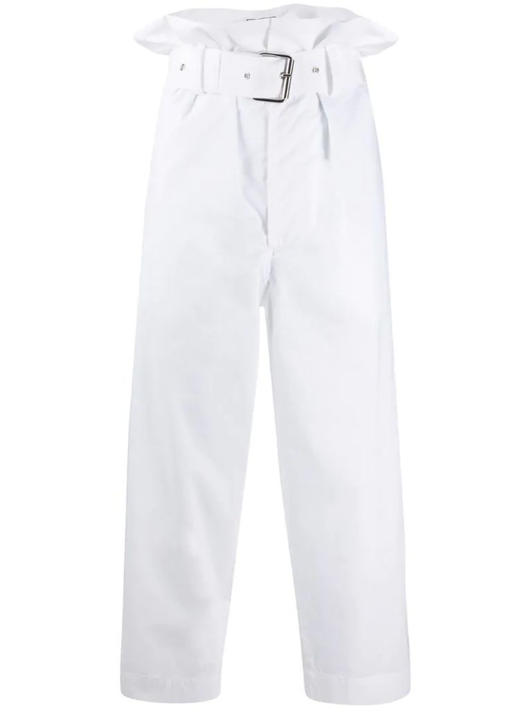 cotton high-waisted cropped trousers