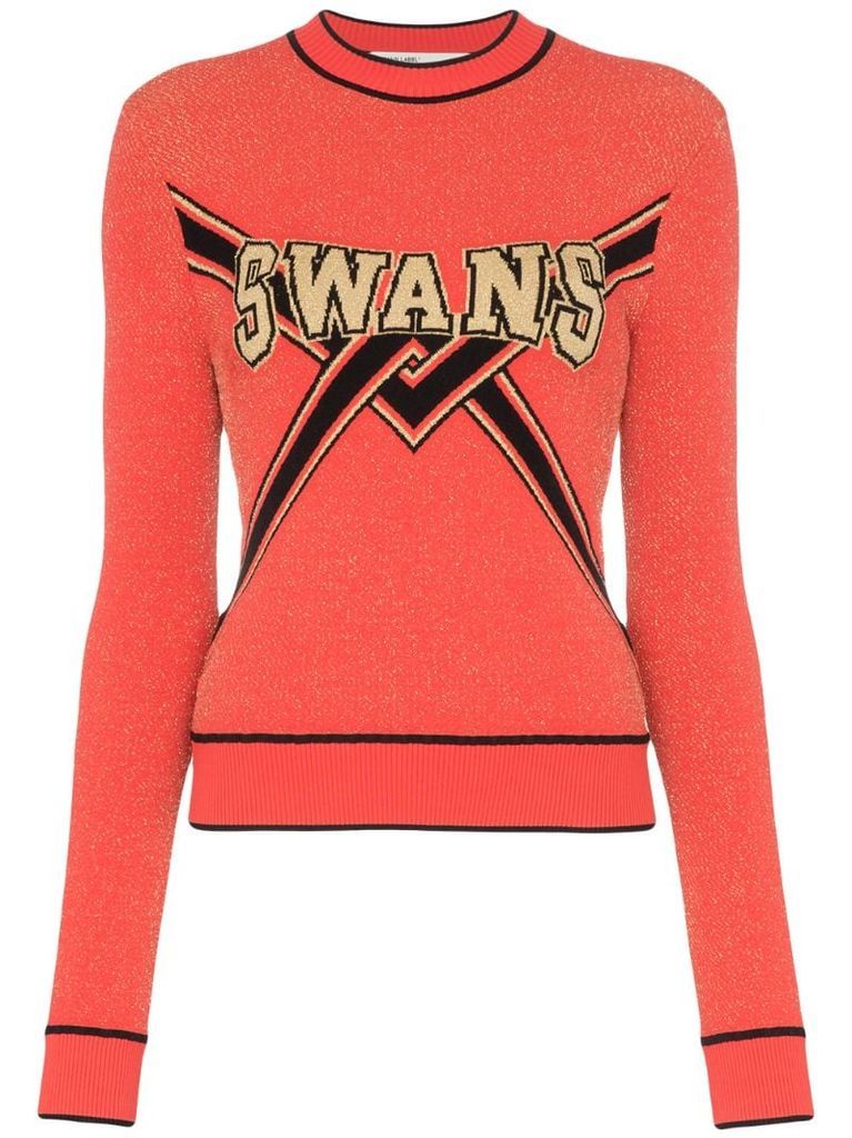 Swans intarsia lurex sweater