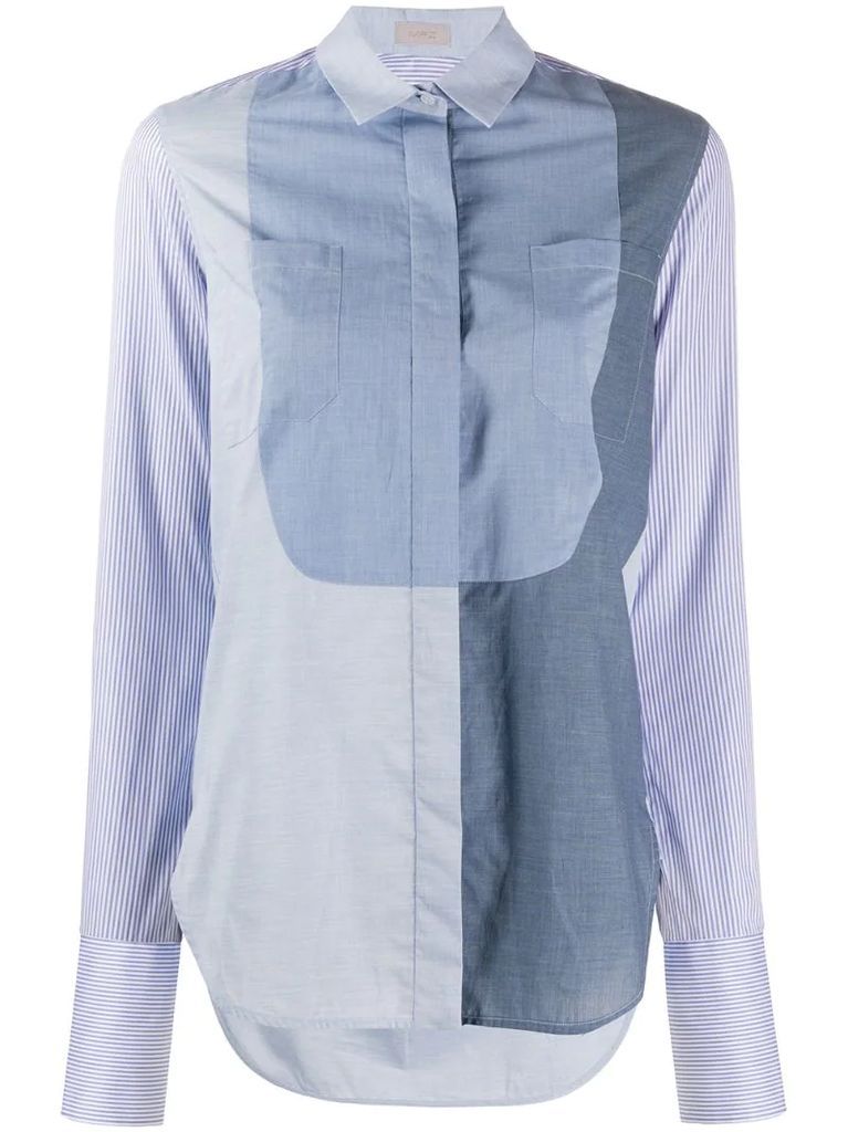 colour-block striped sleeve shirt