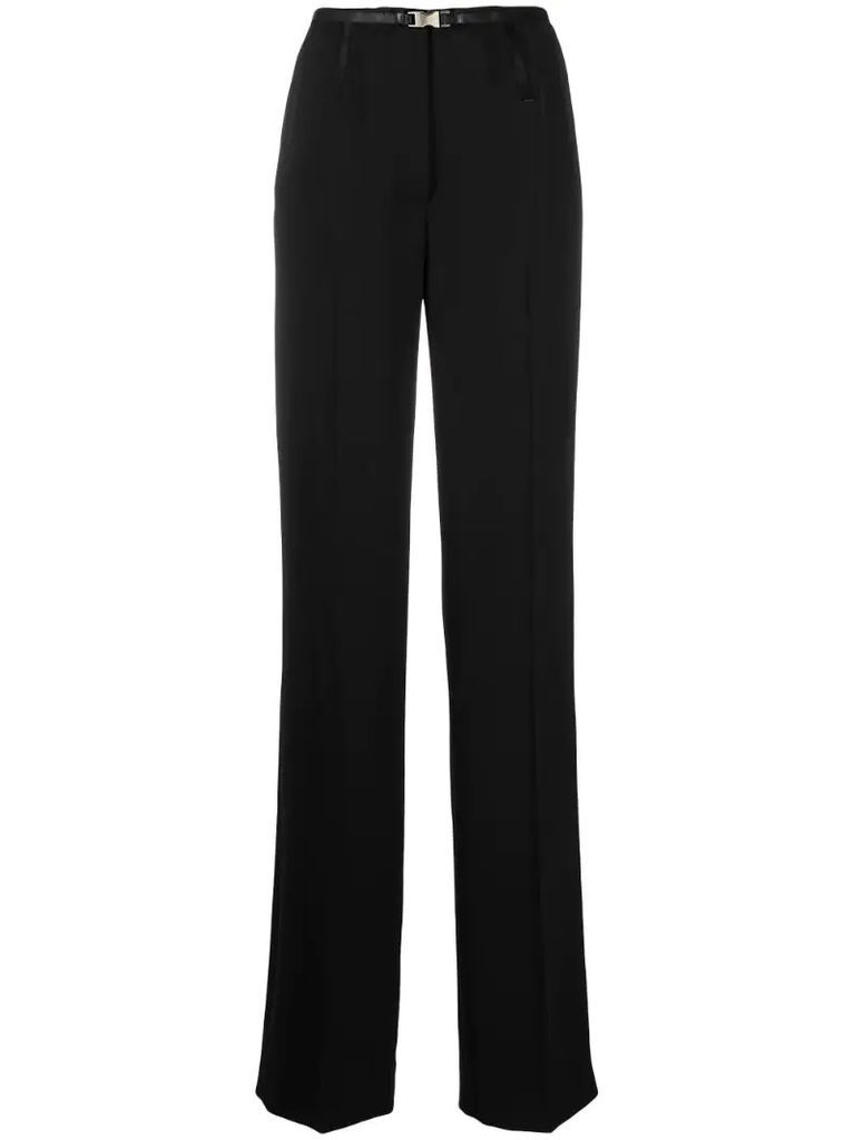 belted high-waisted trousers