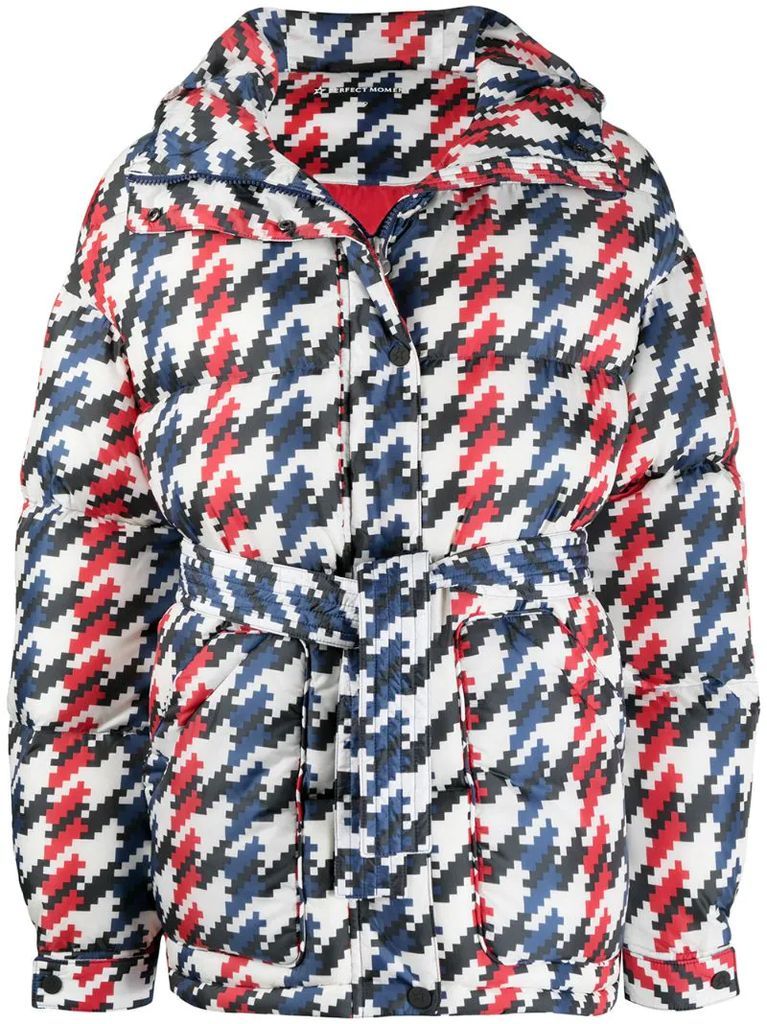 graphic houndstooth print padded jacket