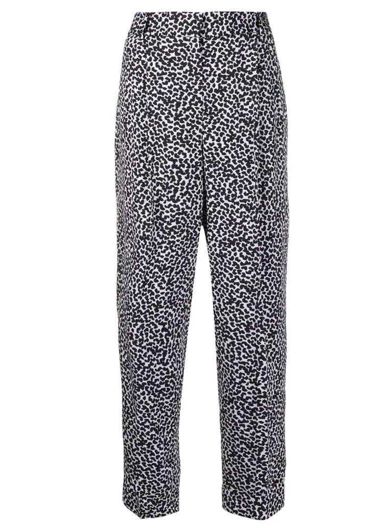 leopard print straight-leg trousers