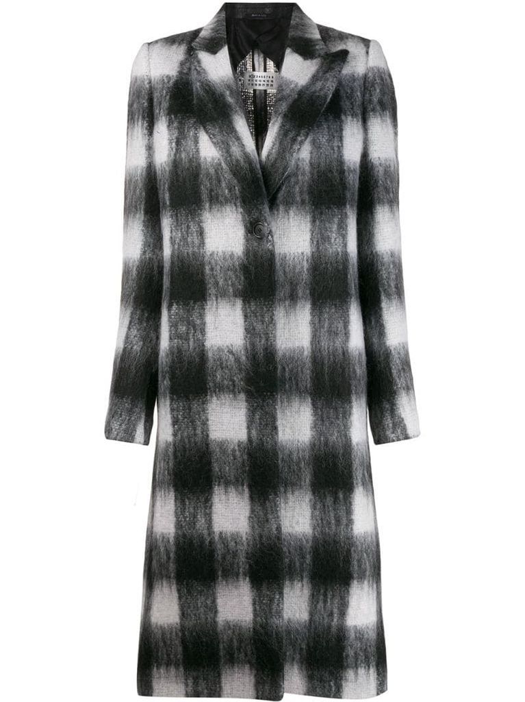 checked buttoned coat
