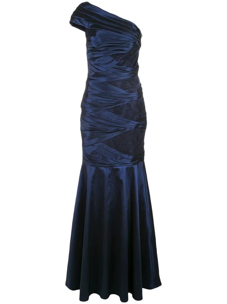 satin ruched gown