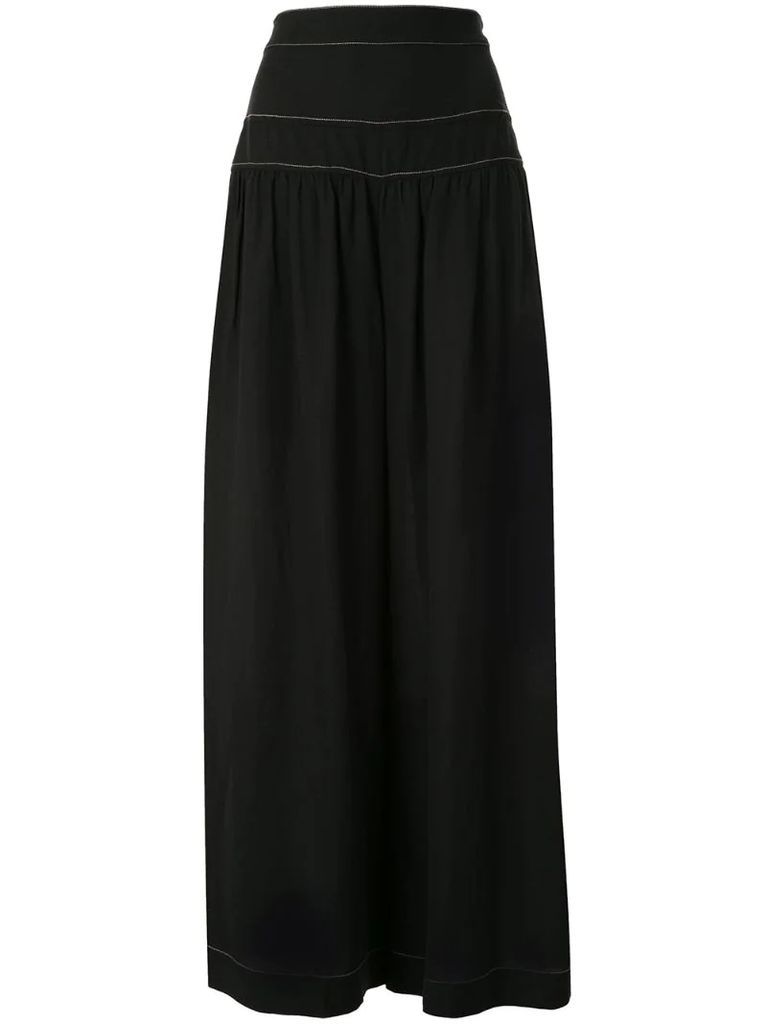 contrast-stitching wide-leg trousers