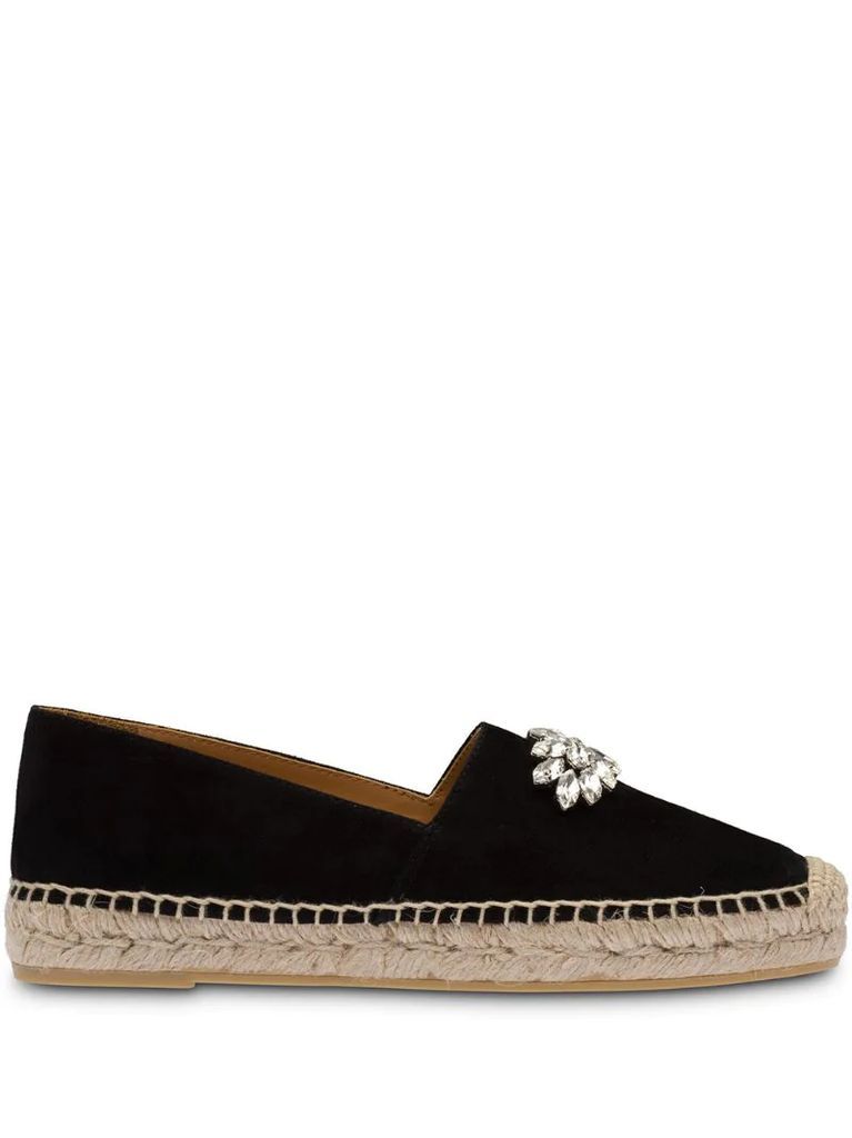 crystal-embellished suede espadrilles