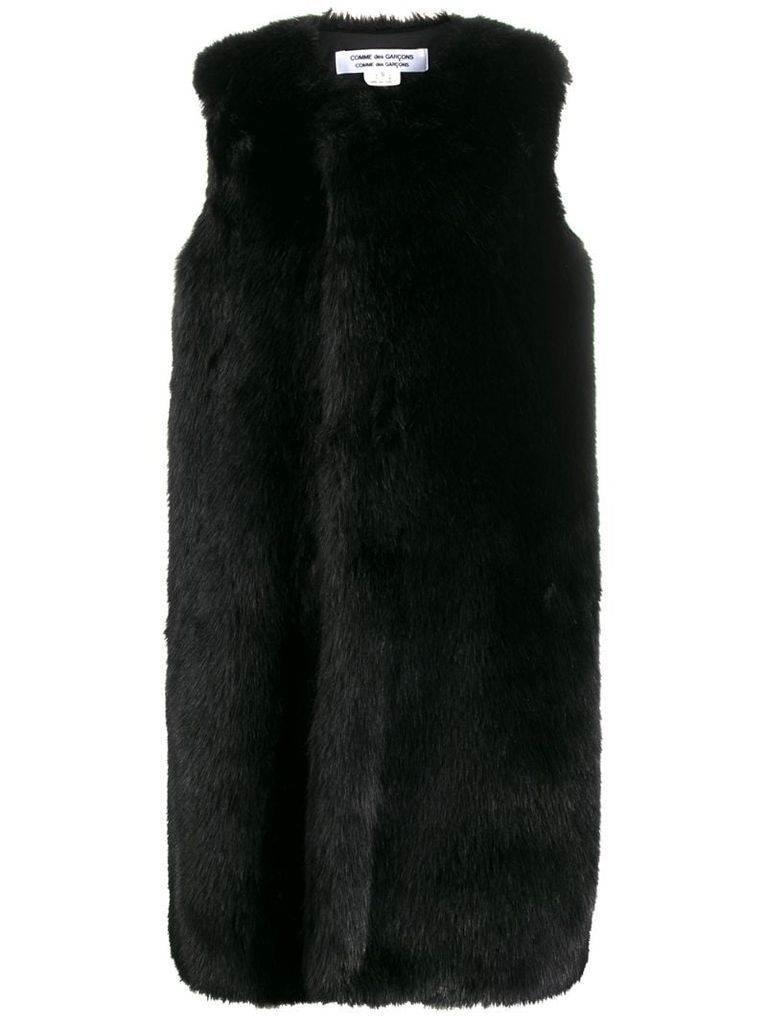 mid-length faux fur gilet