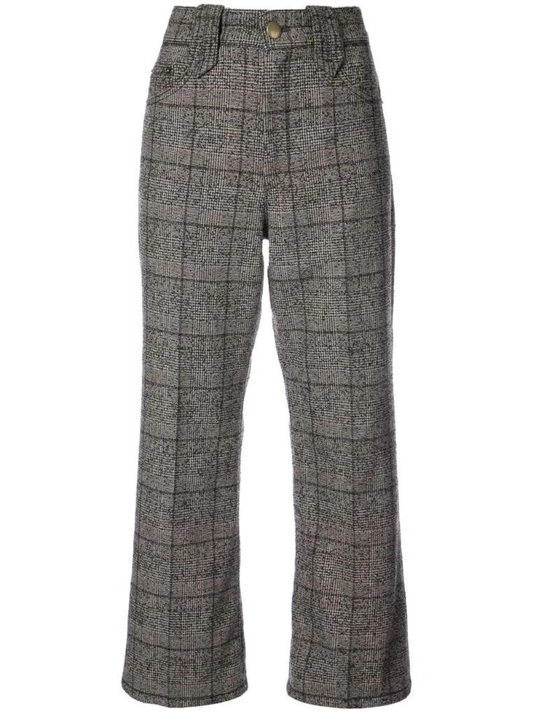 Creased cropped plaid pants