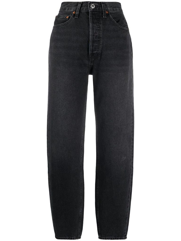 high waisted slim-fit trousers