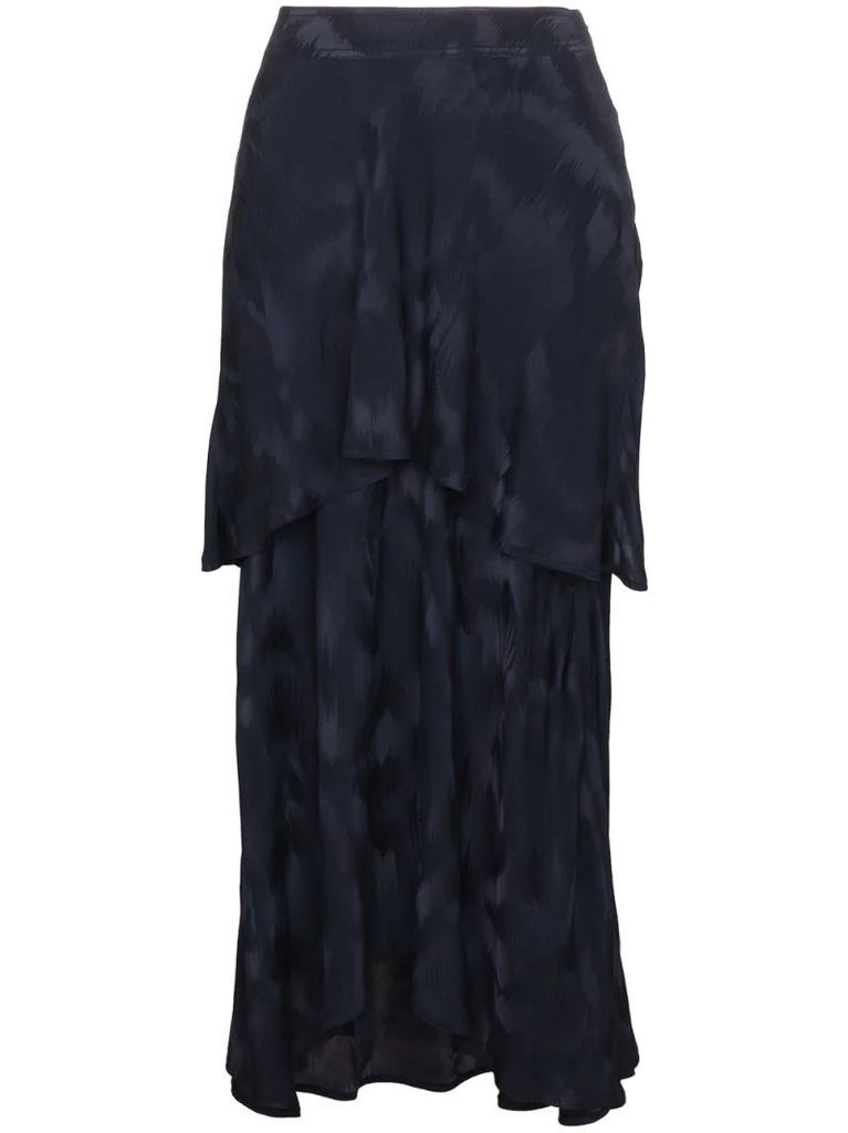 Paris Layered Silk Blend Jacquard Skirt