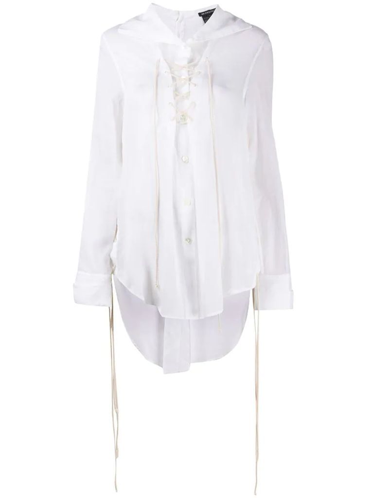 lace-up detail long-sleeved shirt