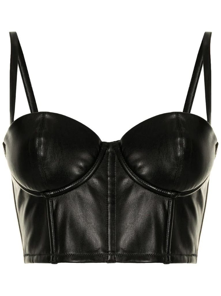 faux-leather zipped bralette