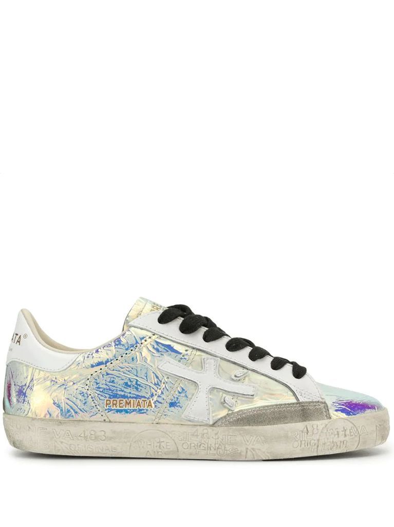 holographic lace-up sneakers