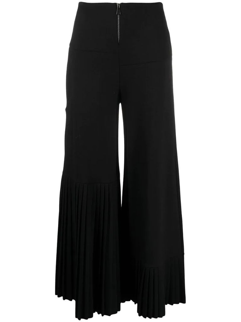 pleated-detail flared trousers