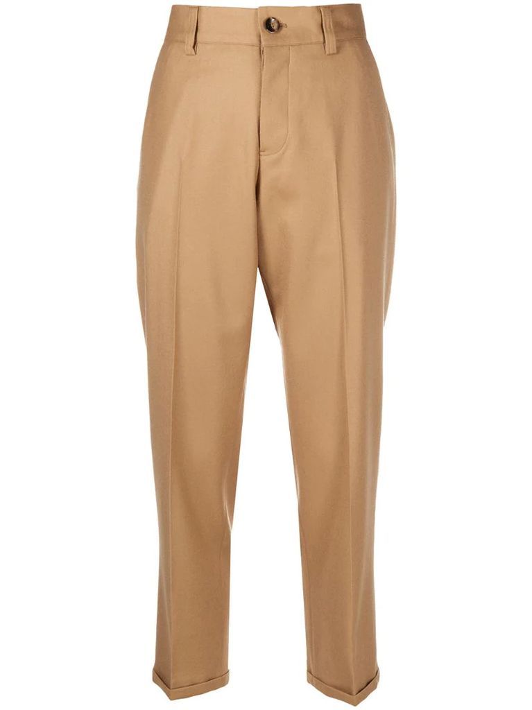 straight cropped leg trousers