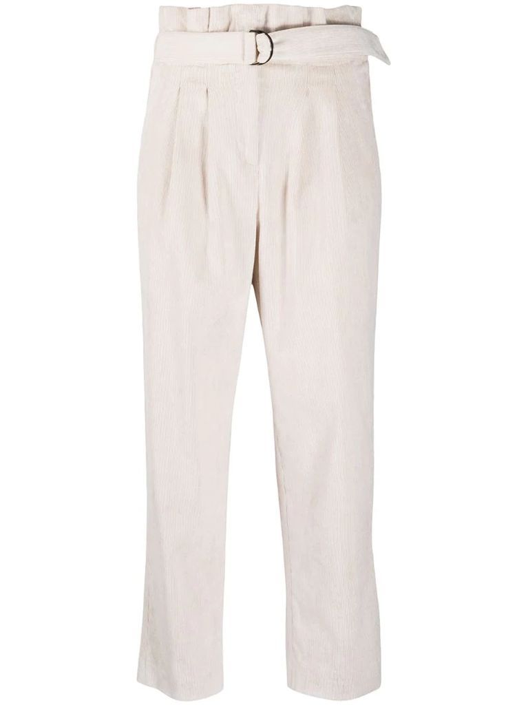 high-waisted belted trousers