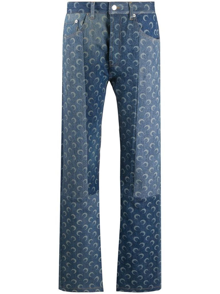 mid rise moon print jeans