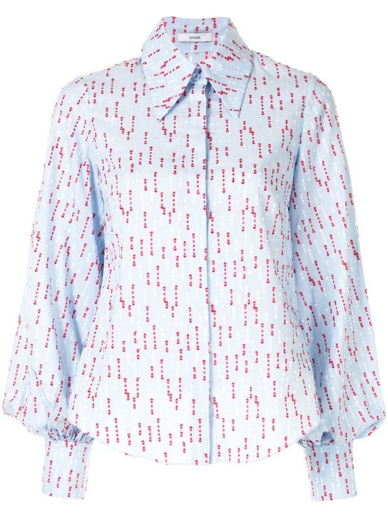 embroidered pointed-collar shirt