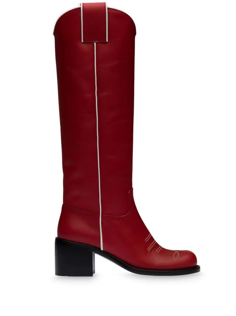 55mm contrast trim knee-high boots