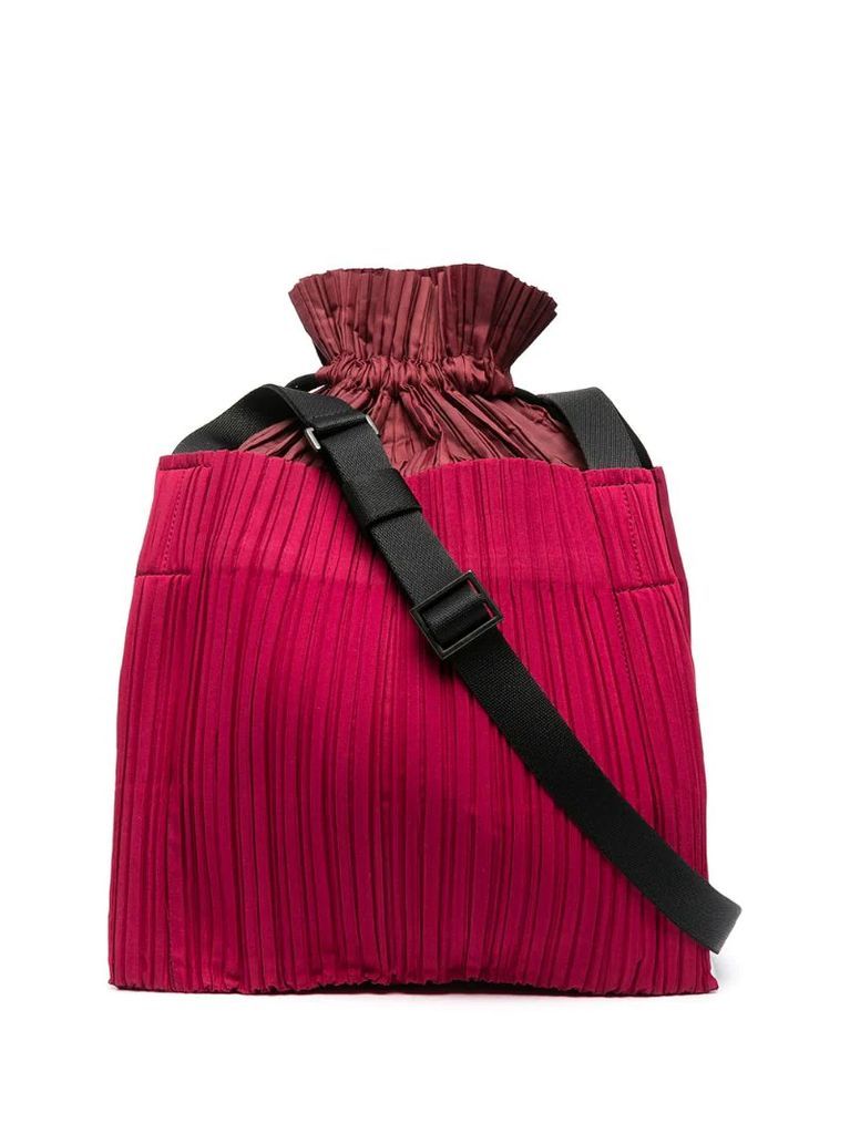 pleated square cross-body bag