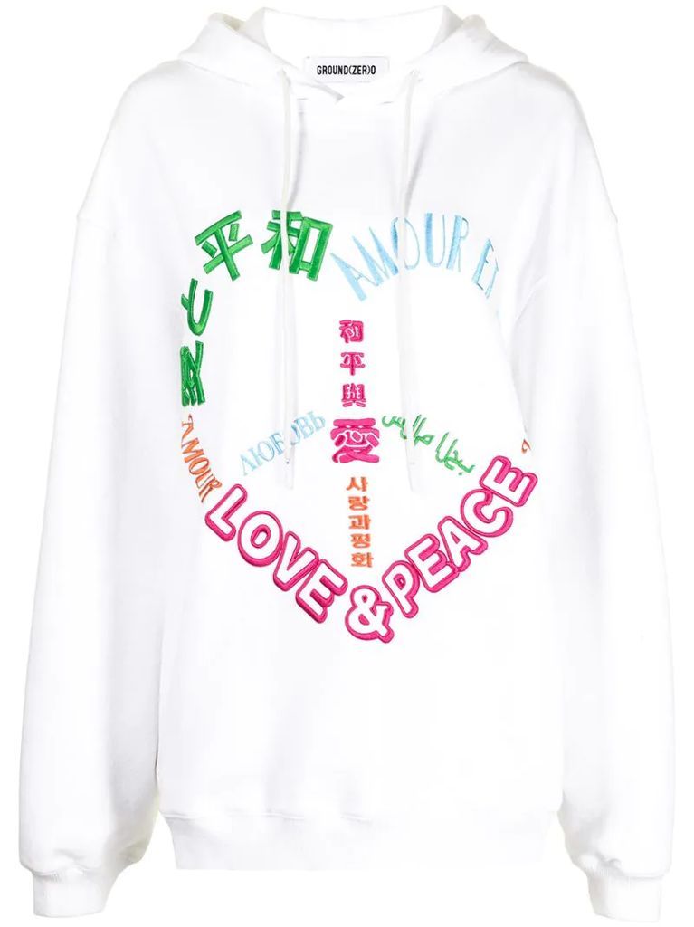 multi-motif embroidered hooded sweatshirt